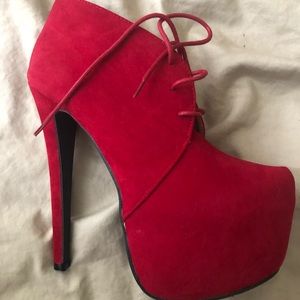 Red lace up booties